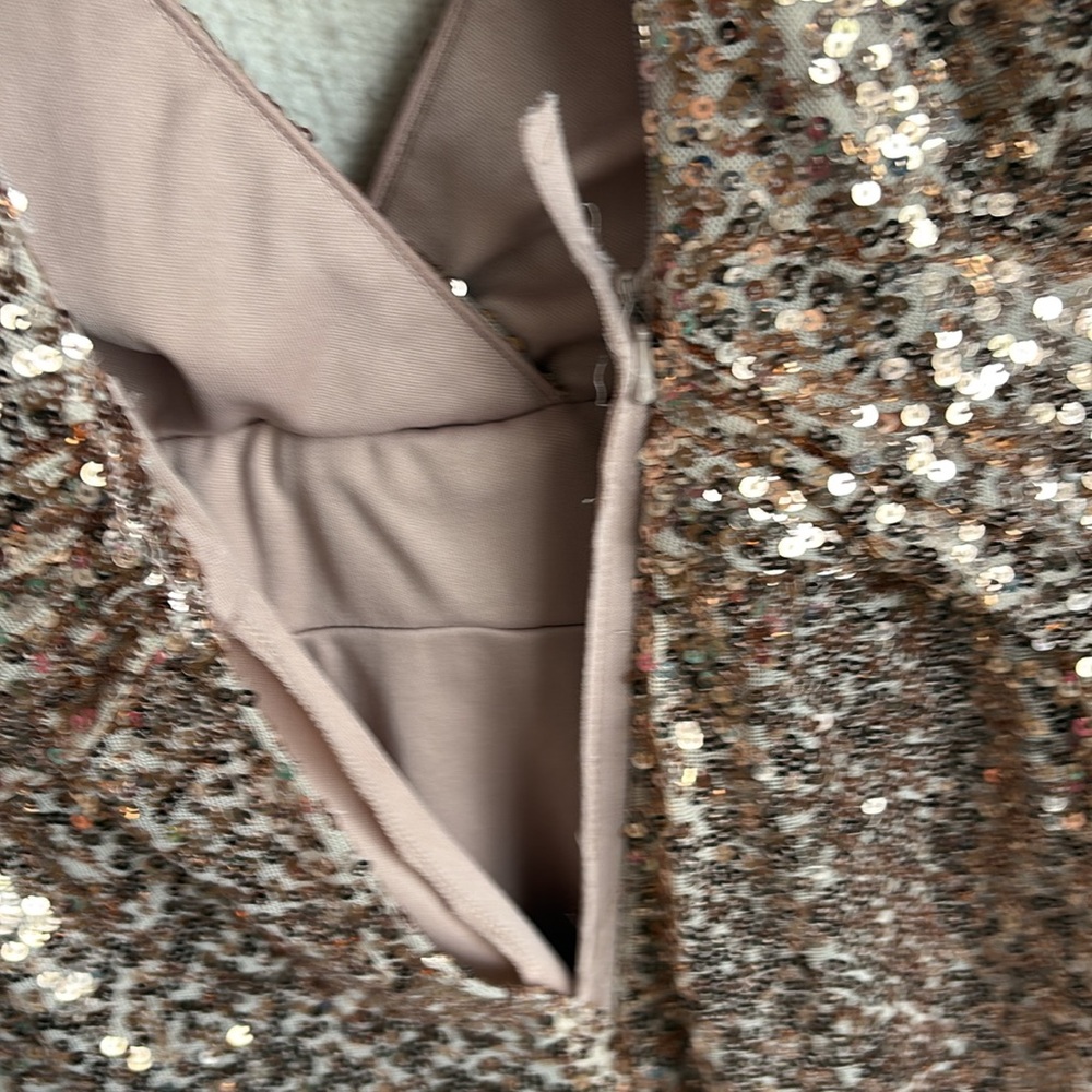Badgley Mischka‎ Dress Womens Size 0 Gold Sequin - Picture 6 of 8